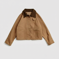 Ada Cord-Collar Barn Jacket - Camel - front