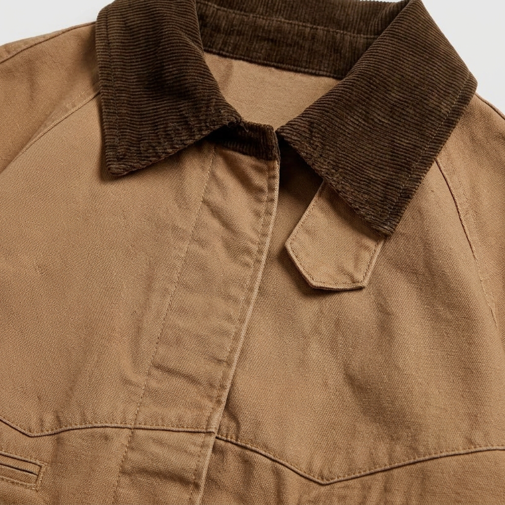 Ada Cord-Collar Barn Jacket - Camel - detail