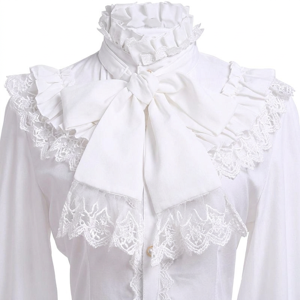 Adeline Ruffle Poet Blouse - White - detail