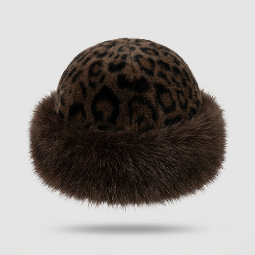 Anouk Leopard Faux Fur Hat - Brown Leopard - back