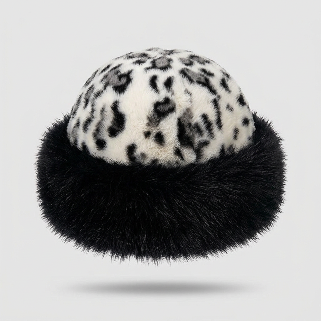 Anouk Leopard Faux Fur Hat - Snow Leopard - back