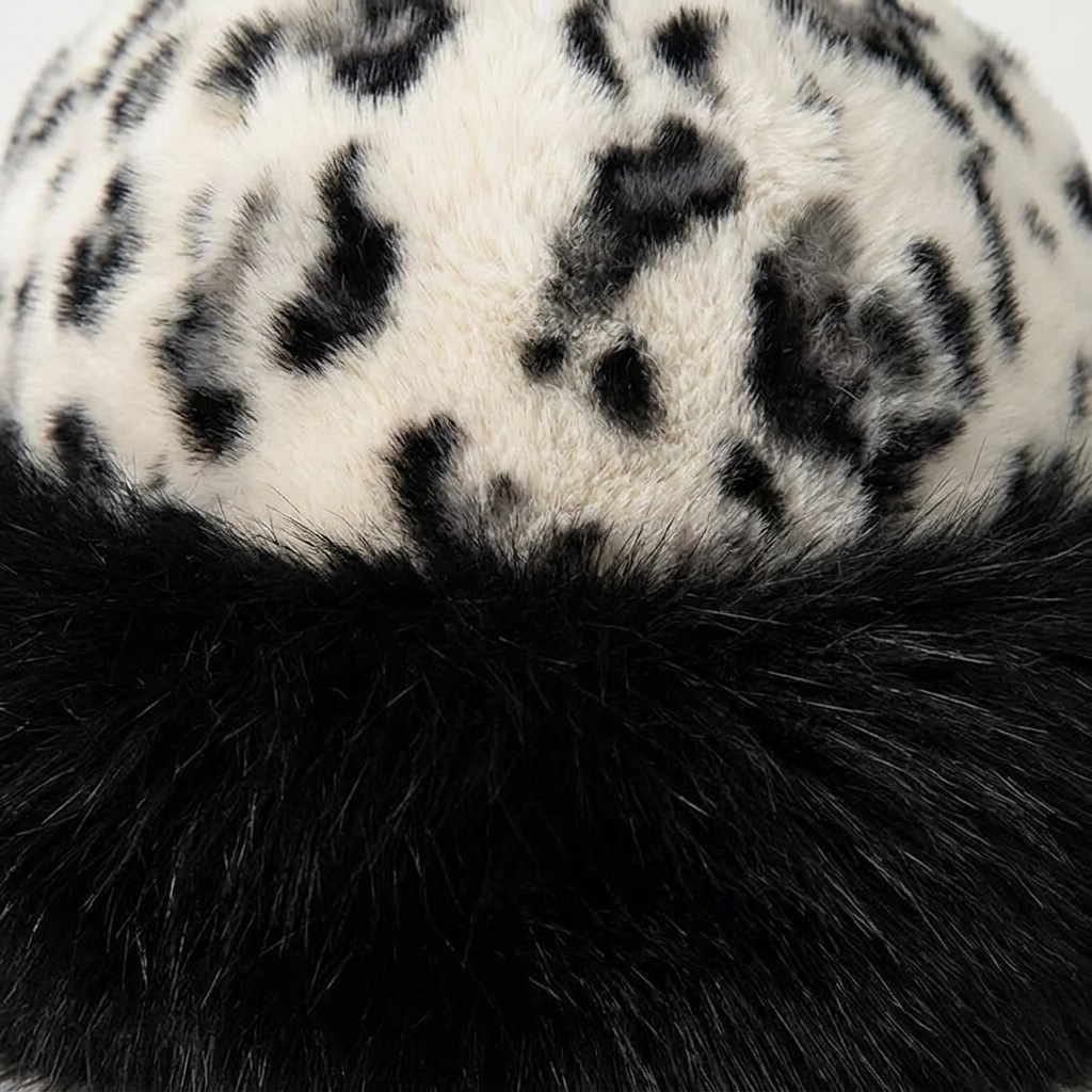 Anouk Leopard Faux Fur Hat - Snow Leopard - detail
