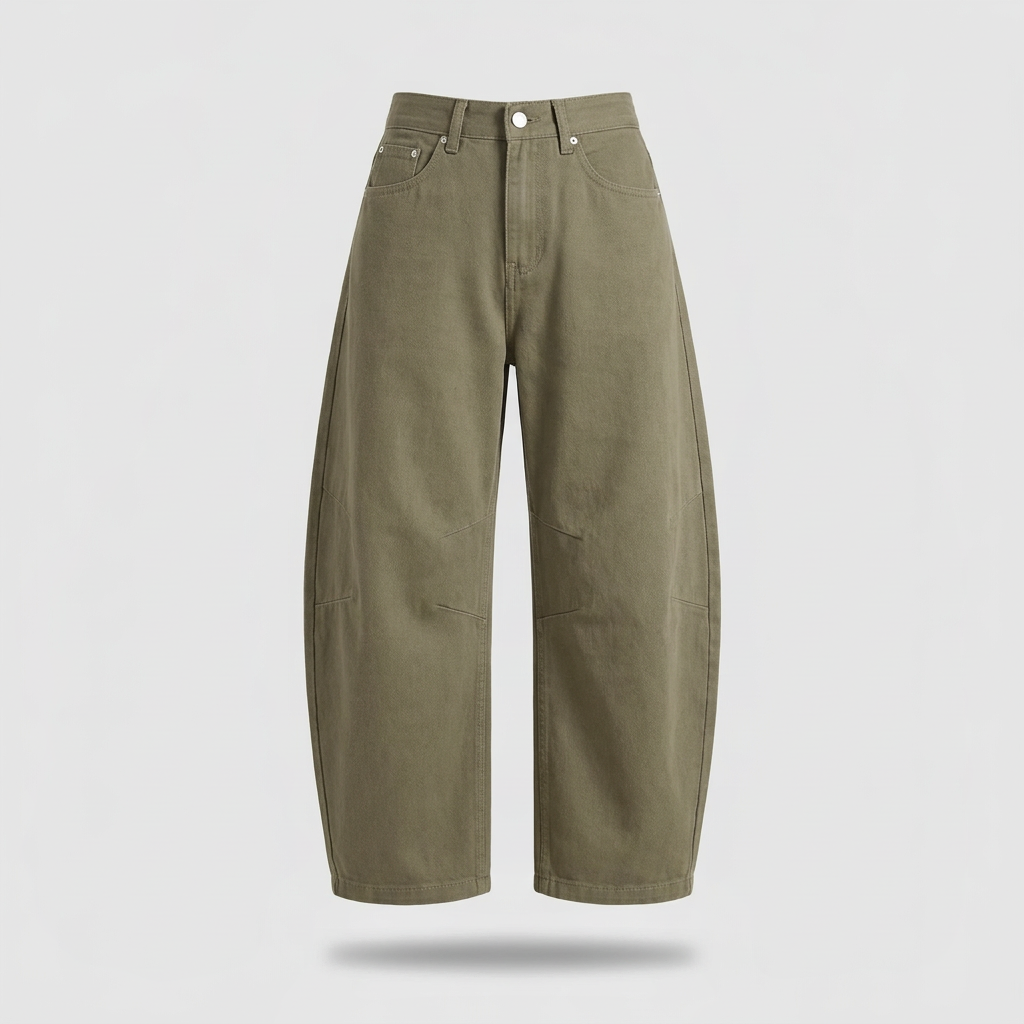 Billie Barrel-Leg Jeans - Olive - front