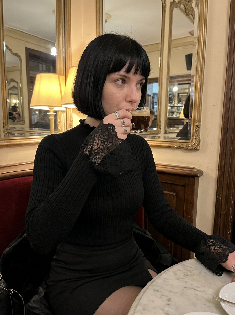 Blythe Lace-Cuff Rib Sweater – how it looks worn