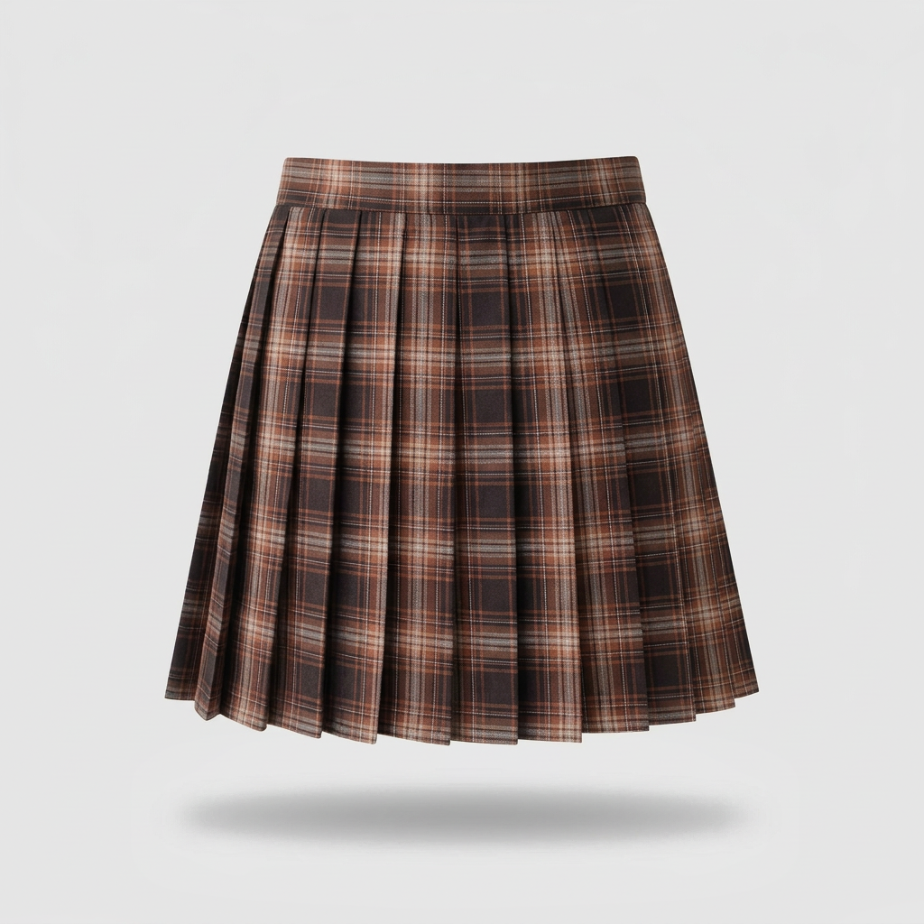 Blair Pleated Plaid Mini Skirt - Brown Check - back