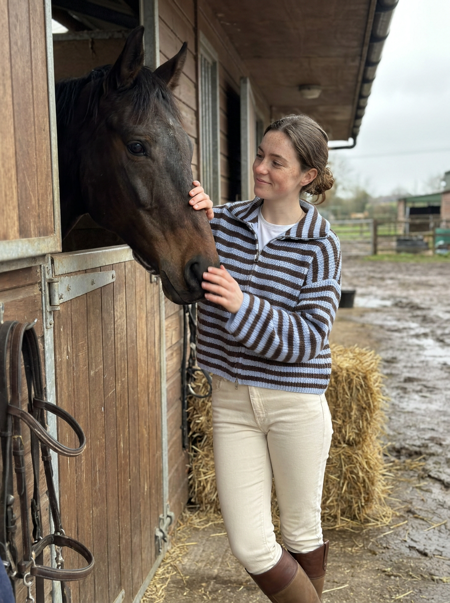 Wren Striped Zip Cardigan – how it looks worn