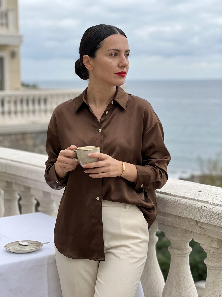 Camille Satin Shirt – how it looks worn