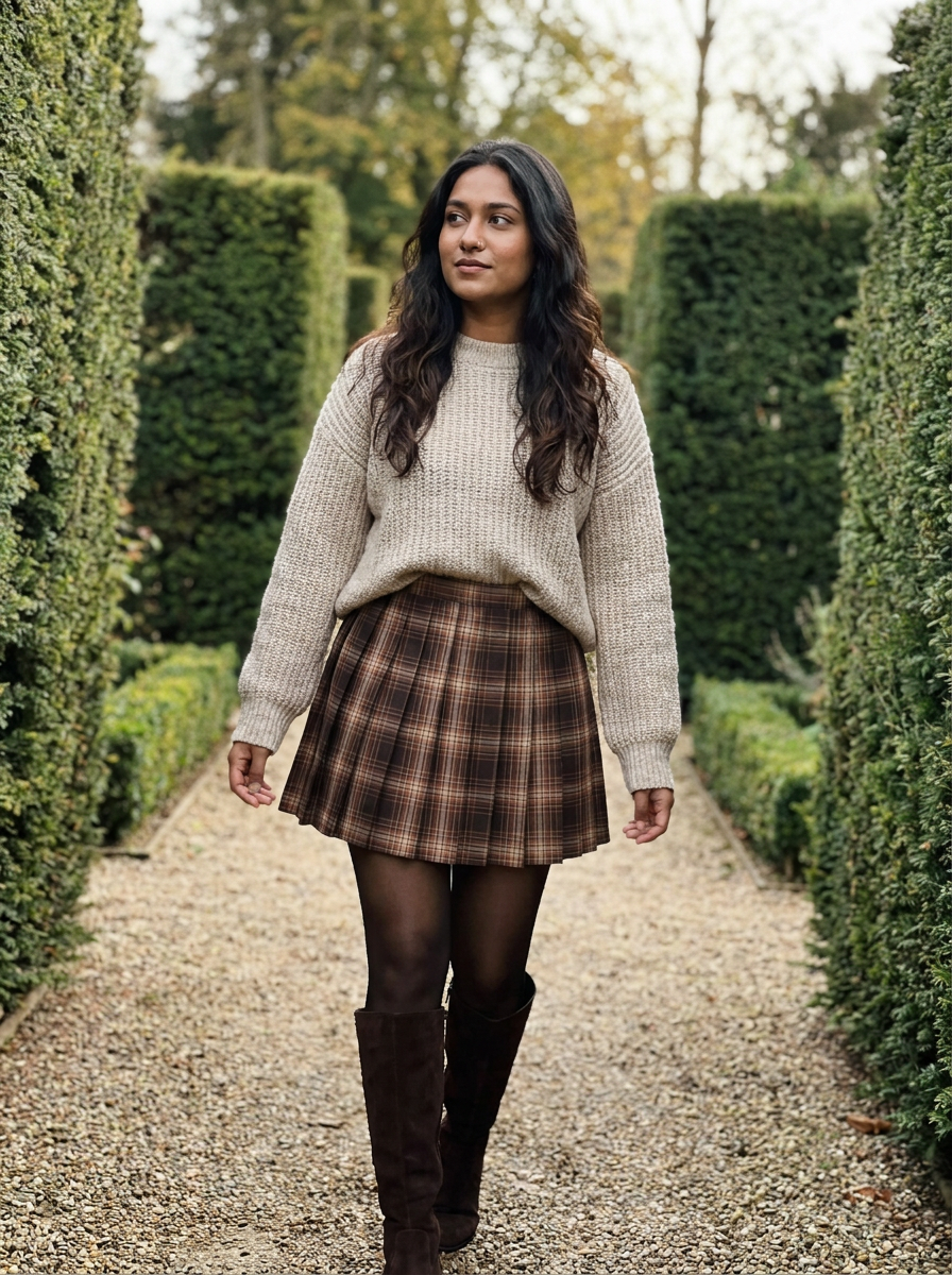 Blair Pleated Plaid Mini Skirt – how it looks worn