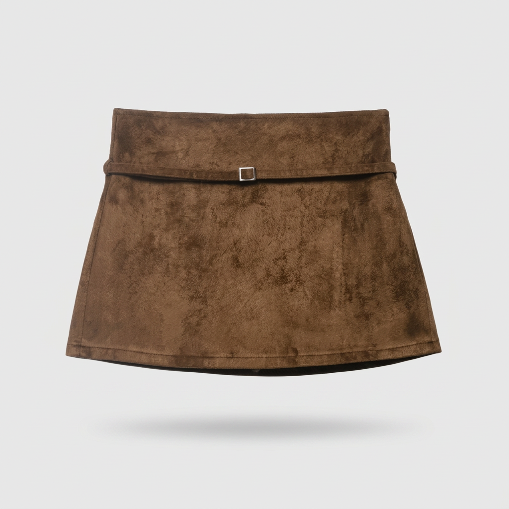 Bronwyn Suede Mini Skirt - Brown - front