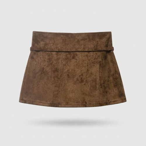 Bronwyn Suede Mini Skirt - Brown - back