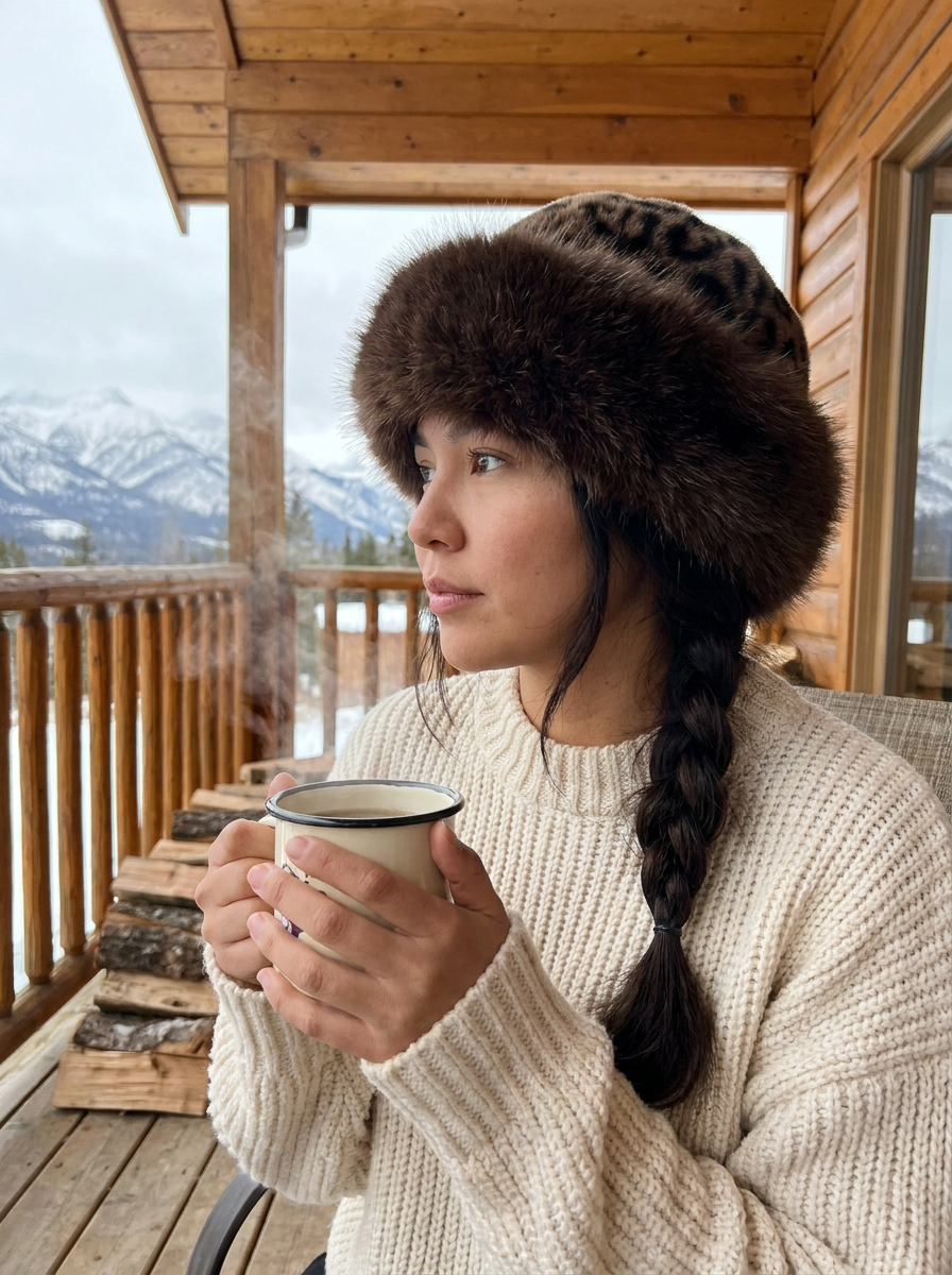Anouk Leopard Faux Fur Hat – how it looks worn