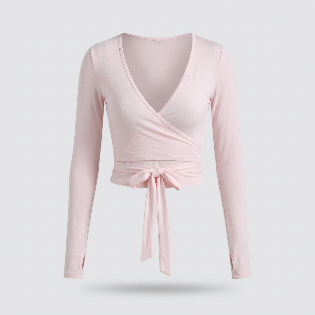 Clara Ballet Wrap Top - Ballet Pink - front