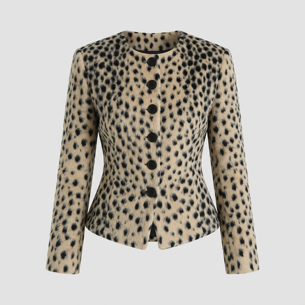 Colette Cheetah Plush Jacket - Cheetah - front