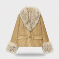 Cosima Faux Fur Jacket - Camel - front