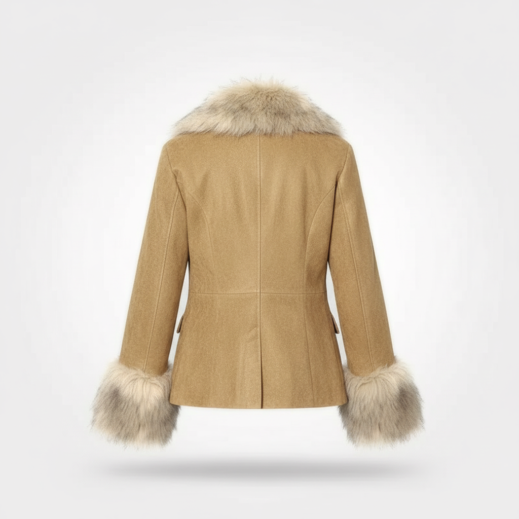 Cosima Faux Fur Jacket - Camel - back