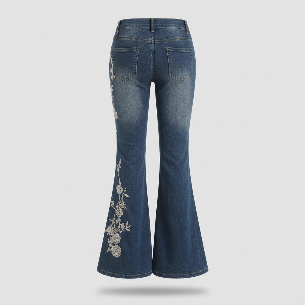Delphine Rose Flare Jeans - Indigo Blue - back