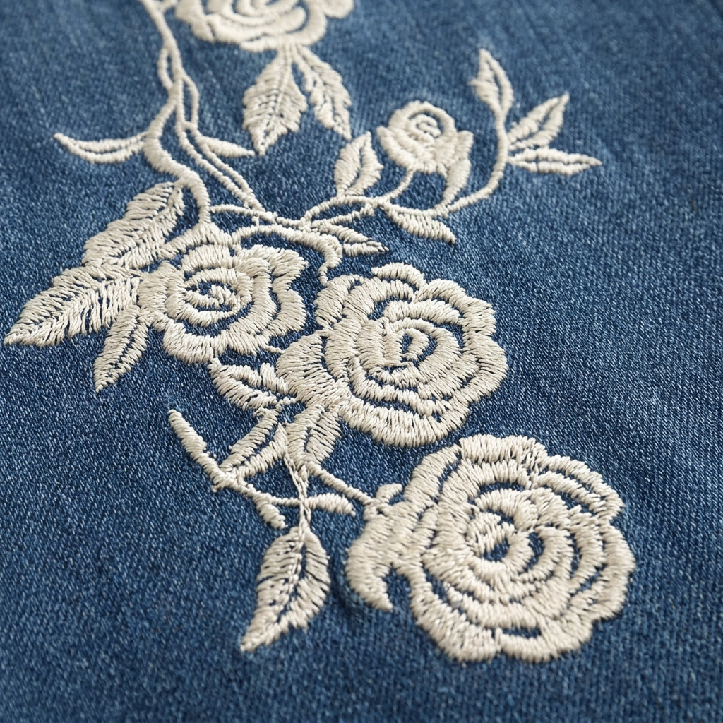 Delphine Rose Flare Jeans - Indigo Blue - detail