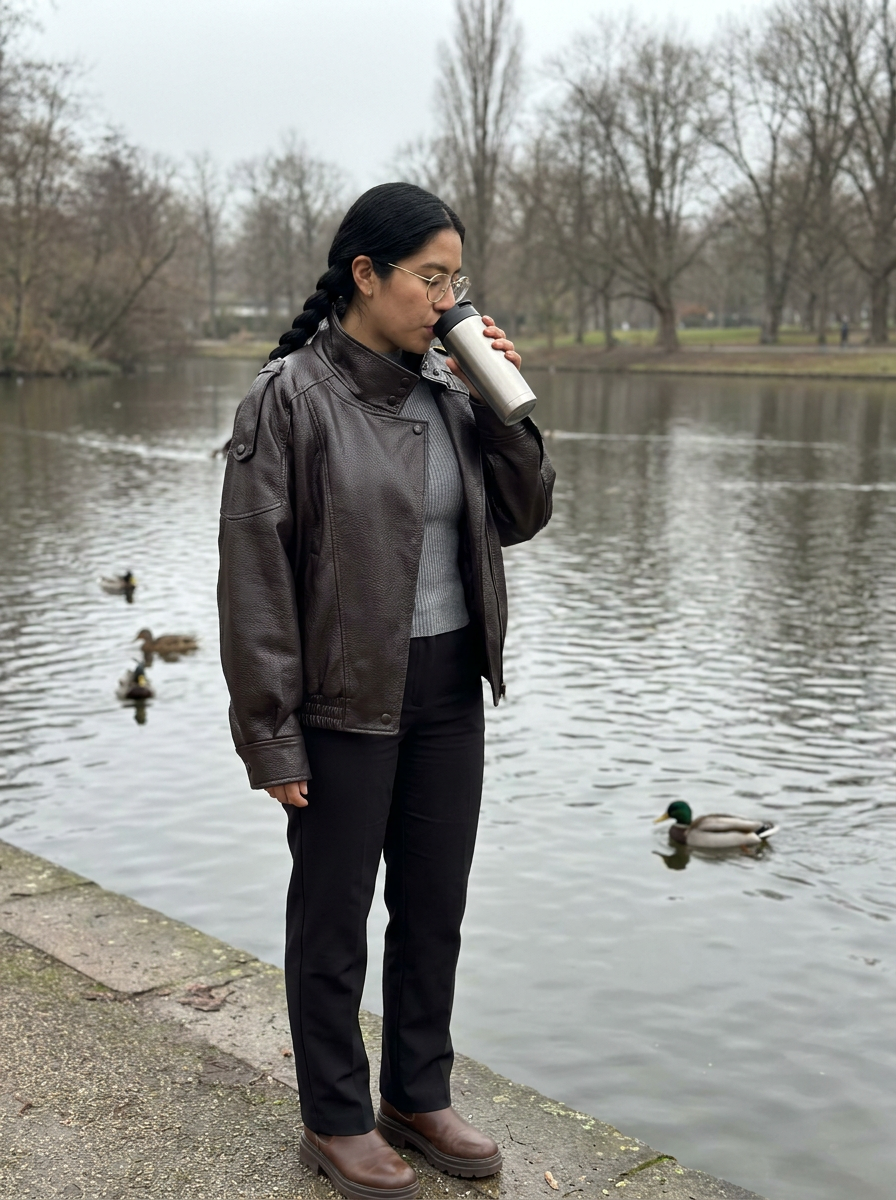 Juno Oversized Faux Leather Jacket – how it looks worn