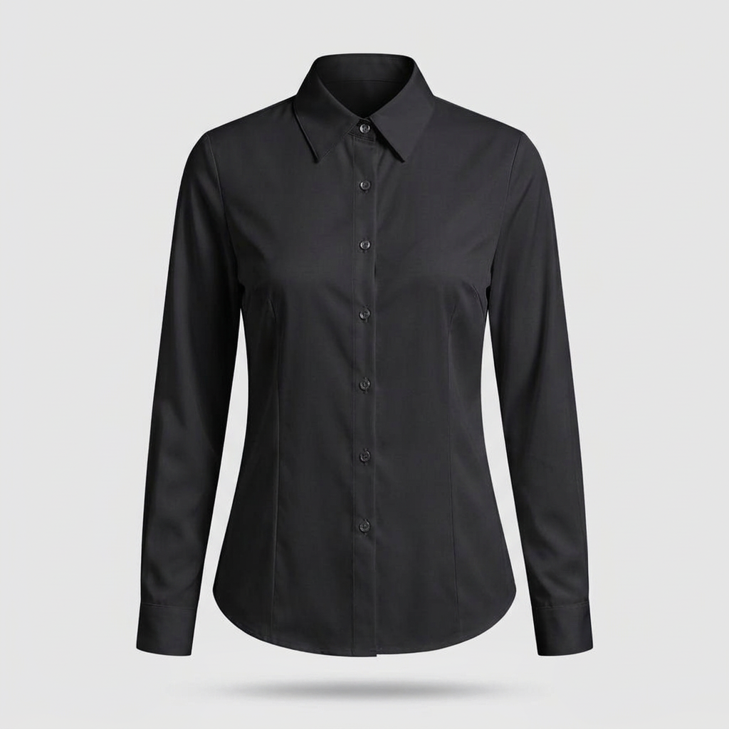 Elise Classic Fitted Shirt - Black - front