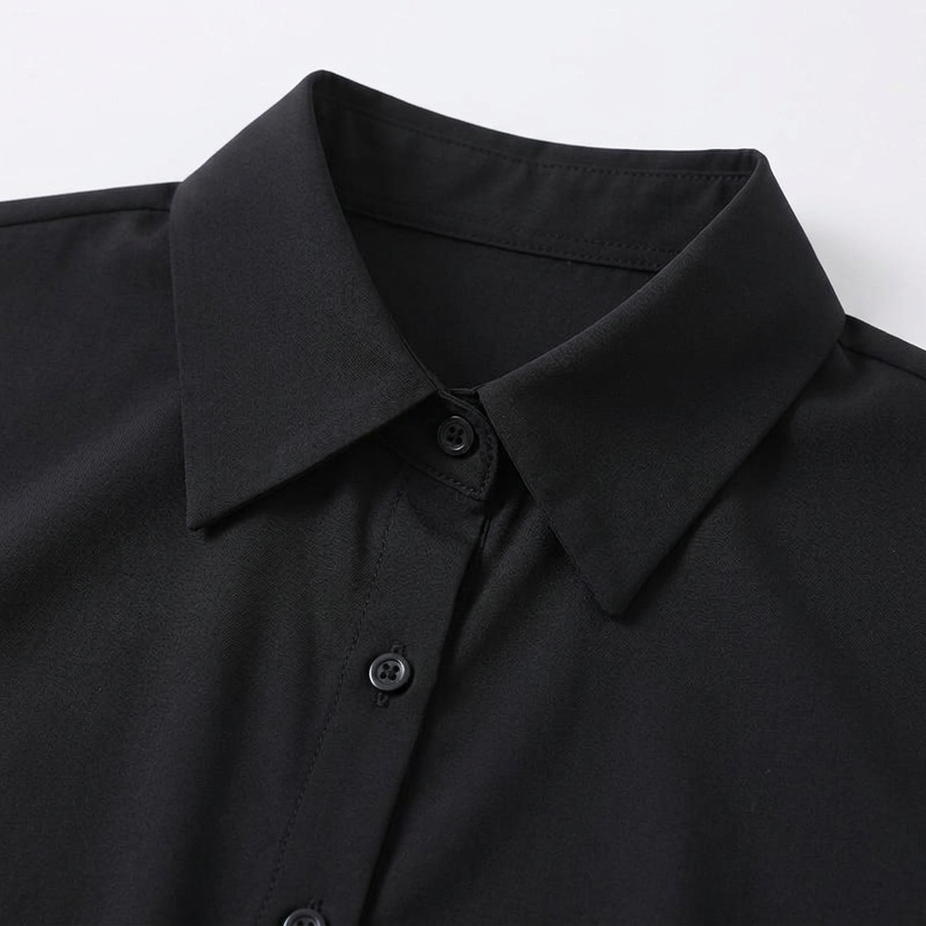 Elise Classic Fitted Shirt - Black - detail