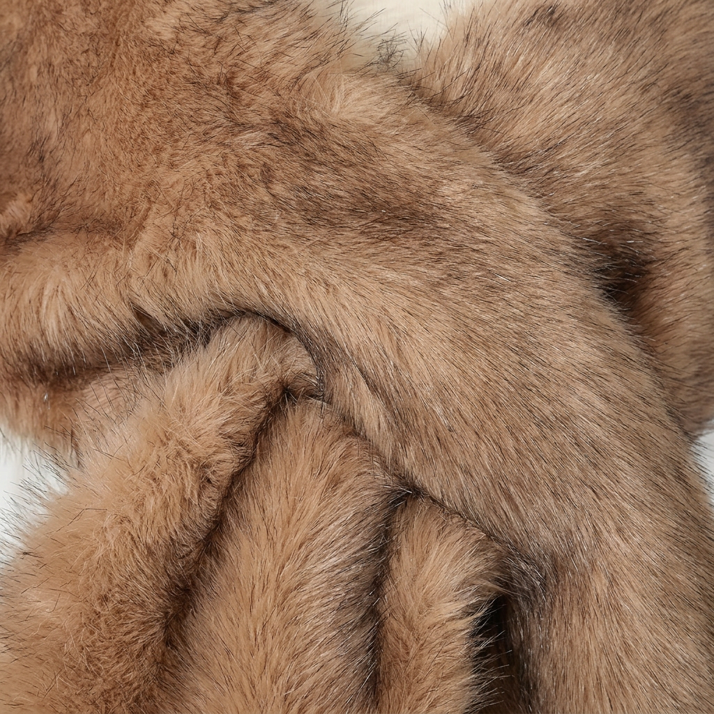 Esme Faux Fur Stole - Brown - detail
