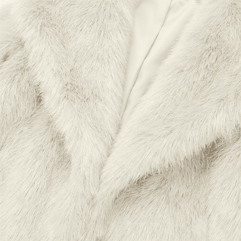 Greta Shaggy Faux Fur Jacket - Cream - detail