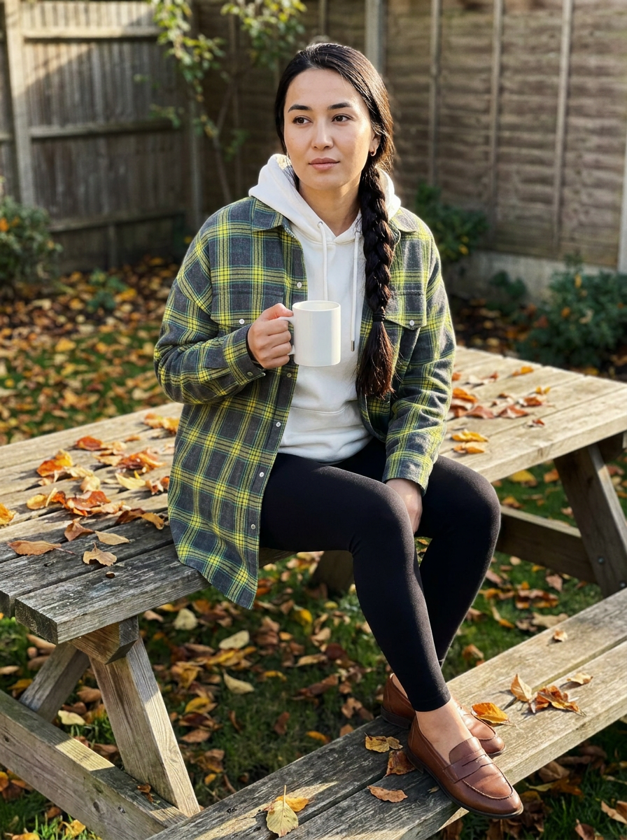 Frankie Oversized Plaid Flannel Shirt – how it looks worn