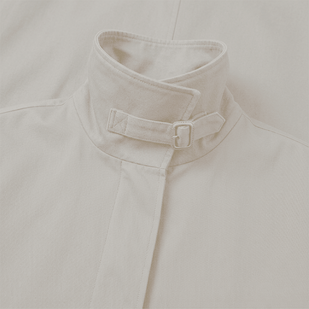 Hollis Stand-Collar Maxi Trench Coat - Stone Grey - detail