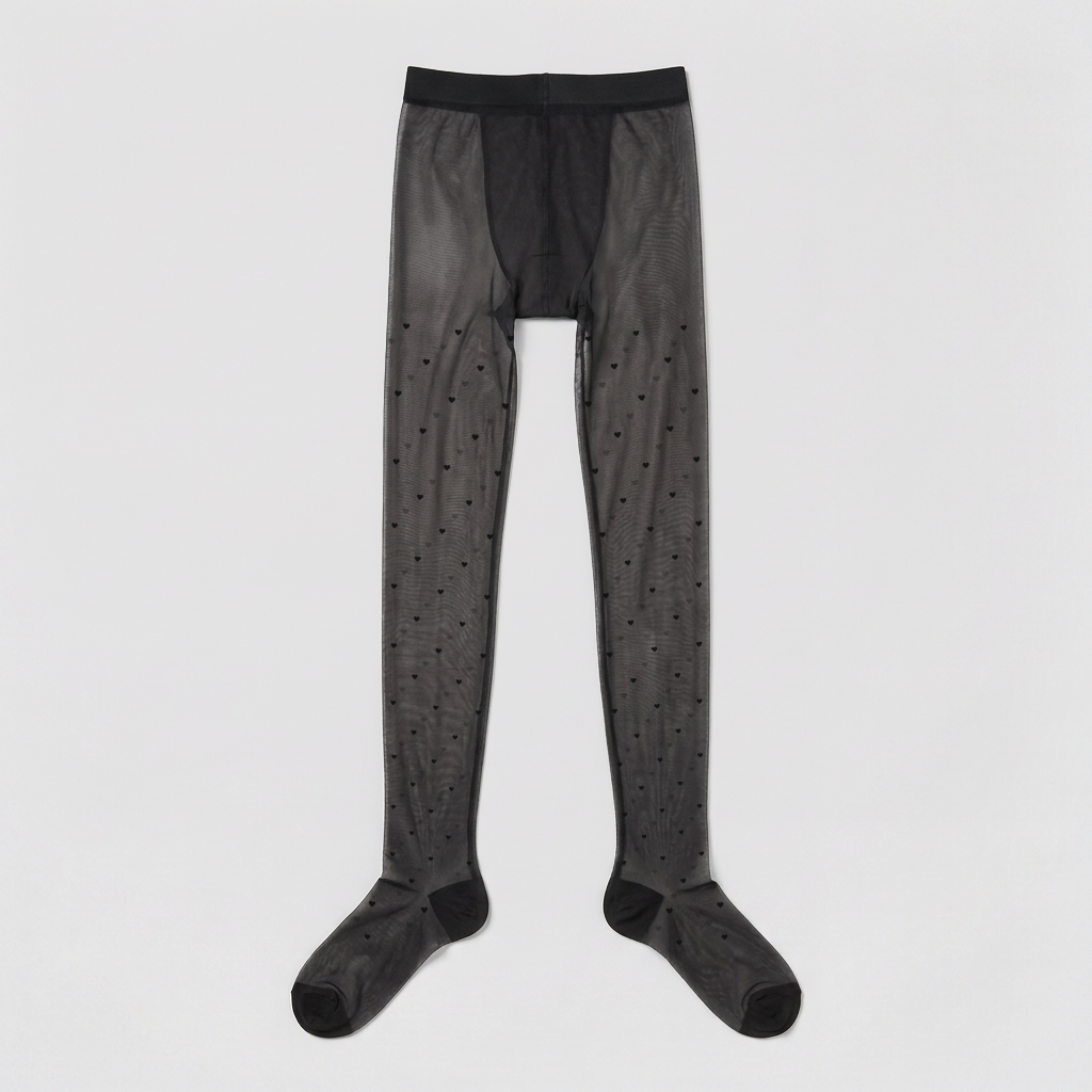Lulu Heart Sheer Tights - Black Hearts - front