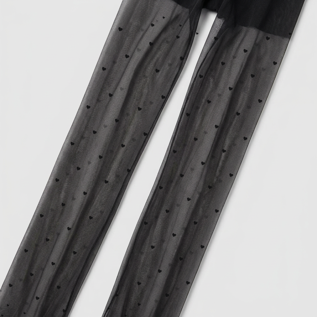 Lulu Heart Sheer Tights - Black Hearts - back
