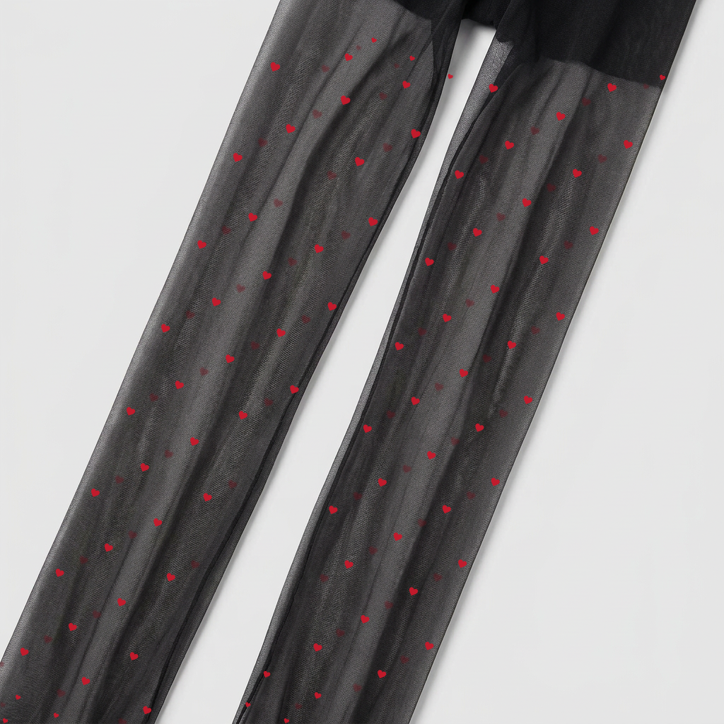 Lulu Heart Sheer Tights - Red Hearts - back
