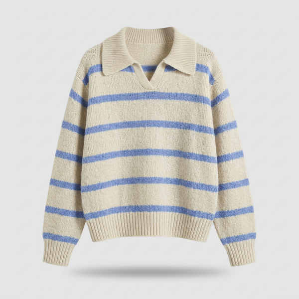 Maren Striped Knit Polo Sweater