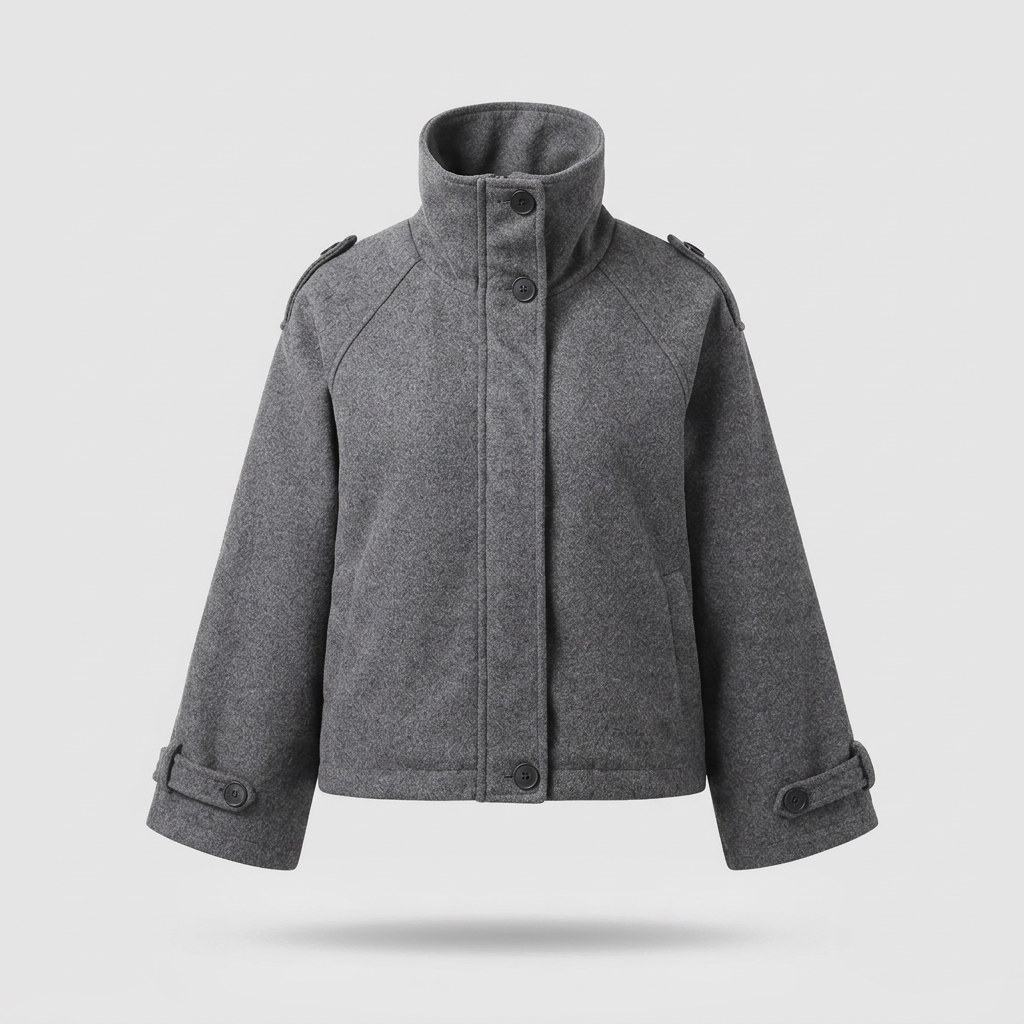 Margaux Funnel-Neck Jacket - Grey - front