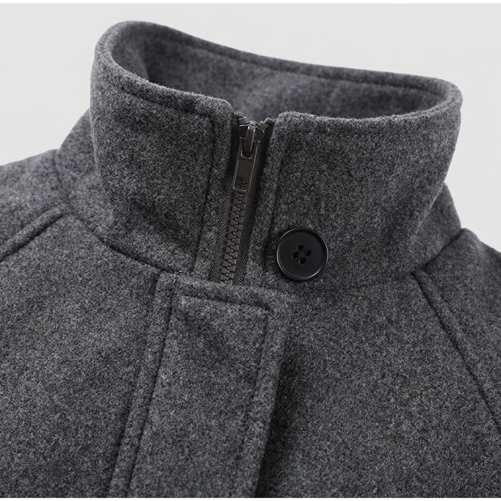 Margaux Funnel-Neck Jacket - Grey - detail