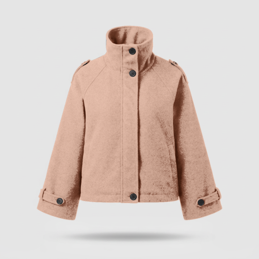 Margaux Funnel-Neck Jacket - Camel - front