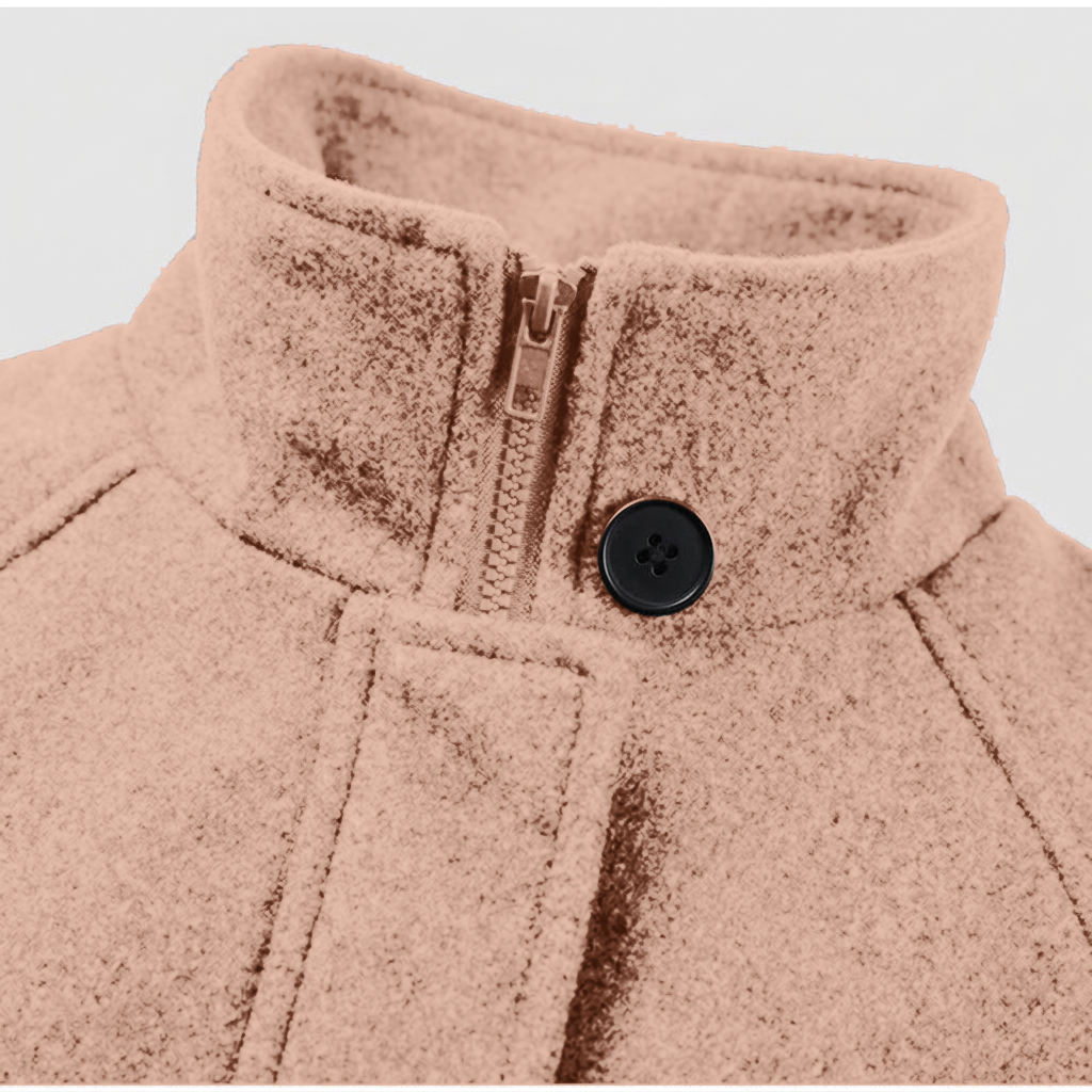 Margaux Funnel-Neck Jacket - Camel - detail