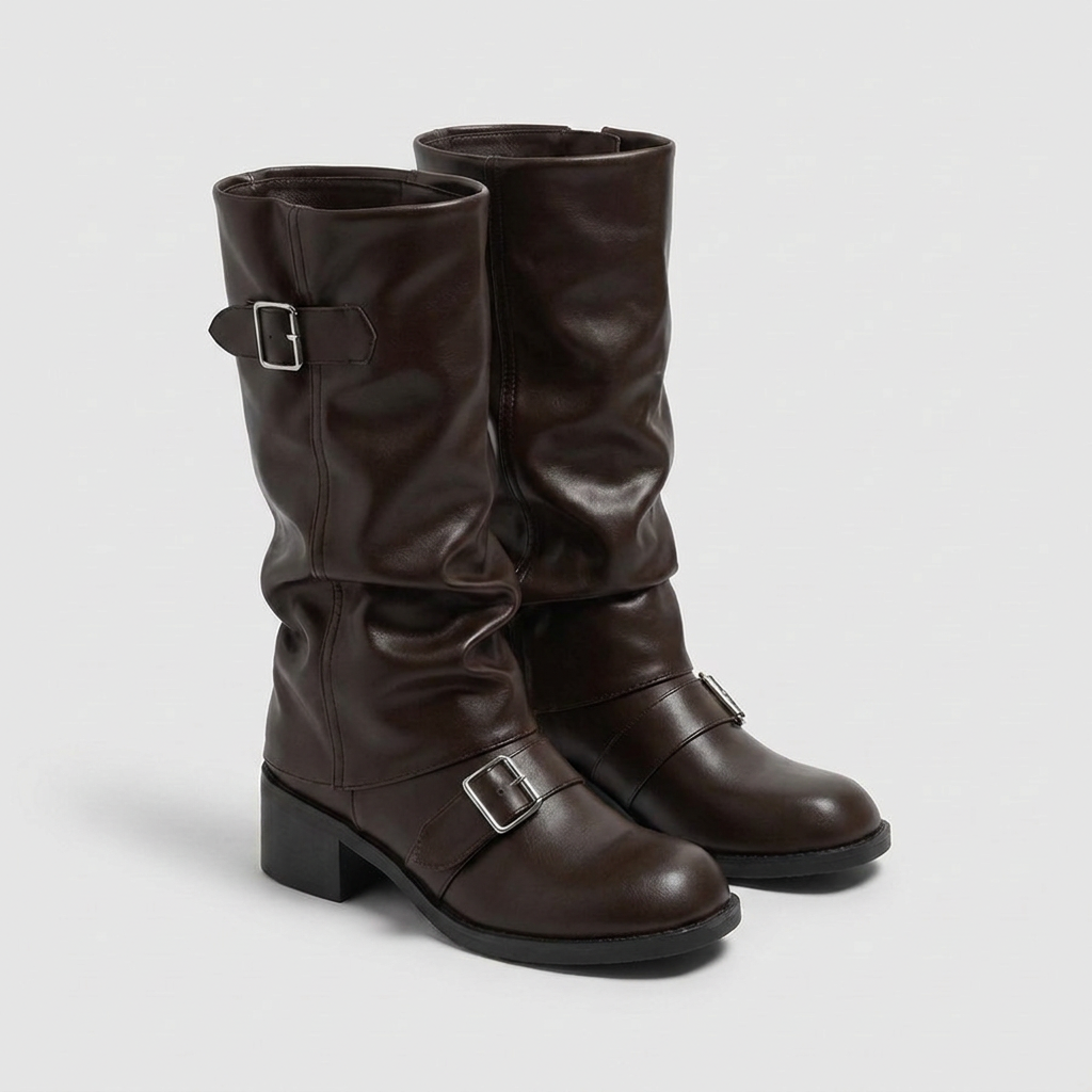 Ravenna Biker Boots - Brown - front