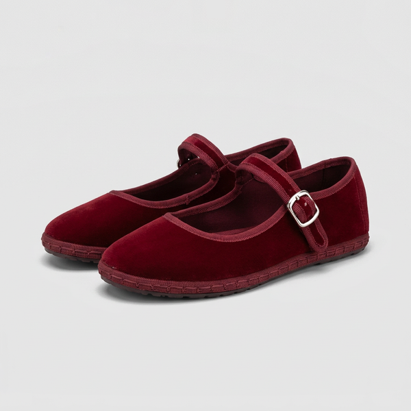 Romy Velvet Mary Jane Flats