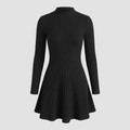 Sloane Ribbed Mock-Neck Skater Dress - Black - front