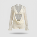 Solene Sheer Lace Three-Piece Set - Ivory - front