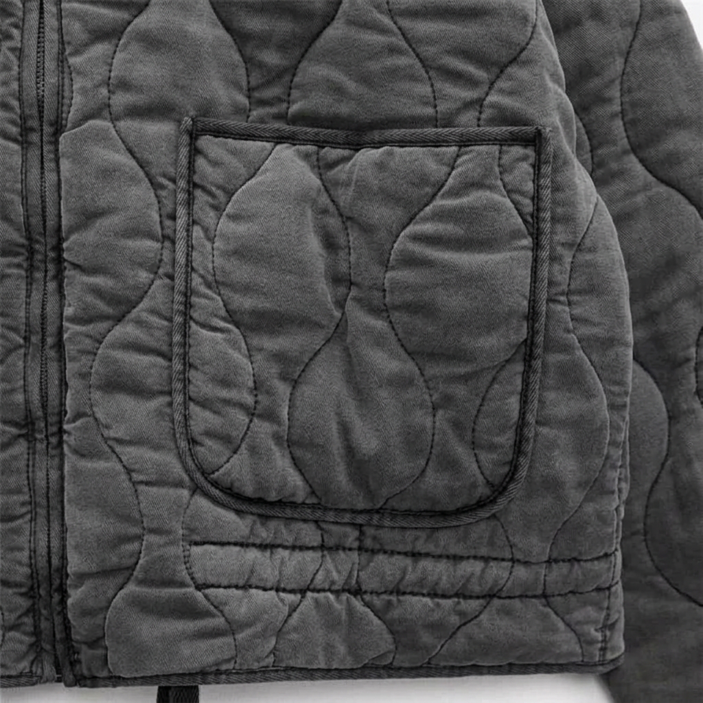 Tamsin Quilted Liner Jacket - Charcoal Grey - detail