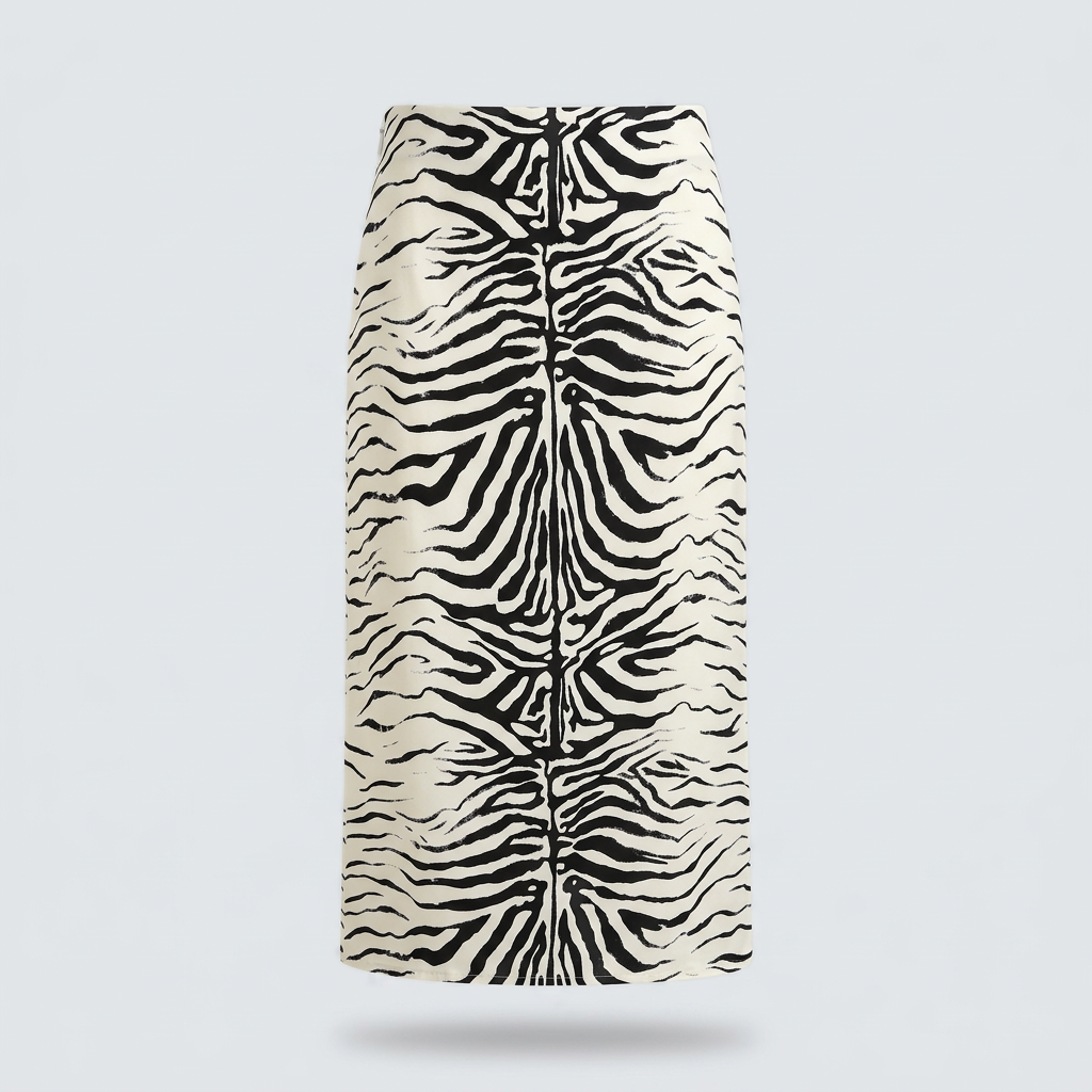 Zadie Zebra Print Midi Skirt - Zebra - front