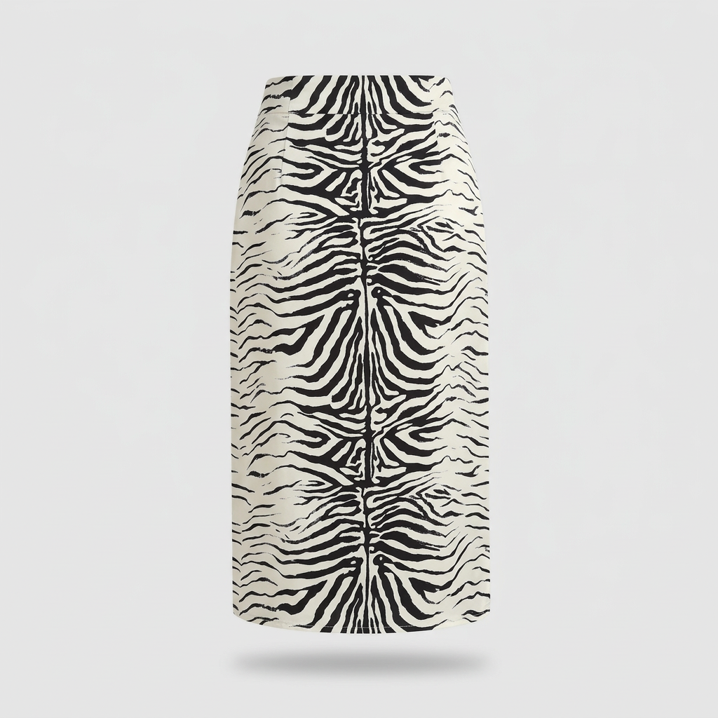 Zadie Zebra Print Midi Skirt - Zebra - back