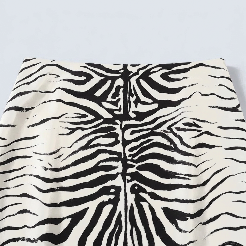 Zadie Zebra Print Midi Skirt - Zebra - detail